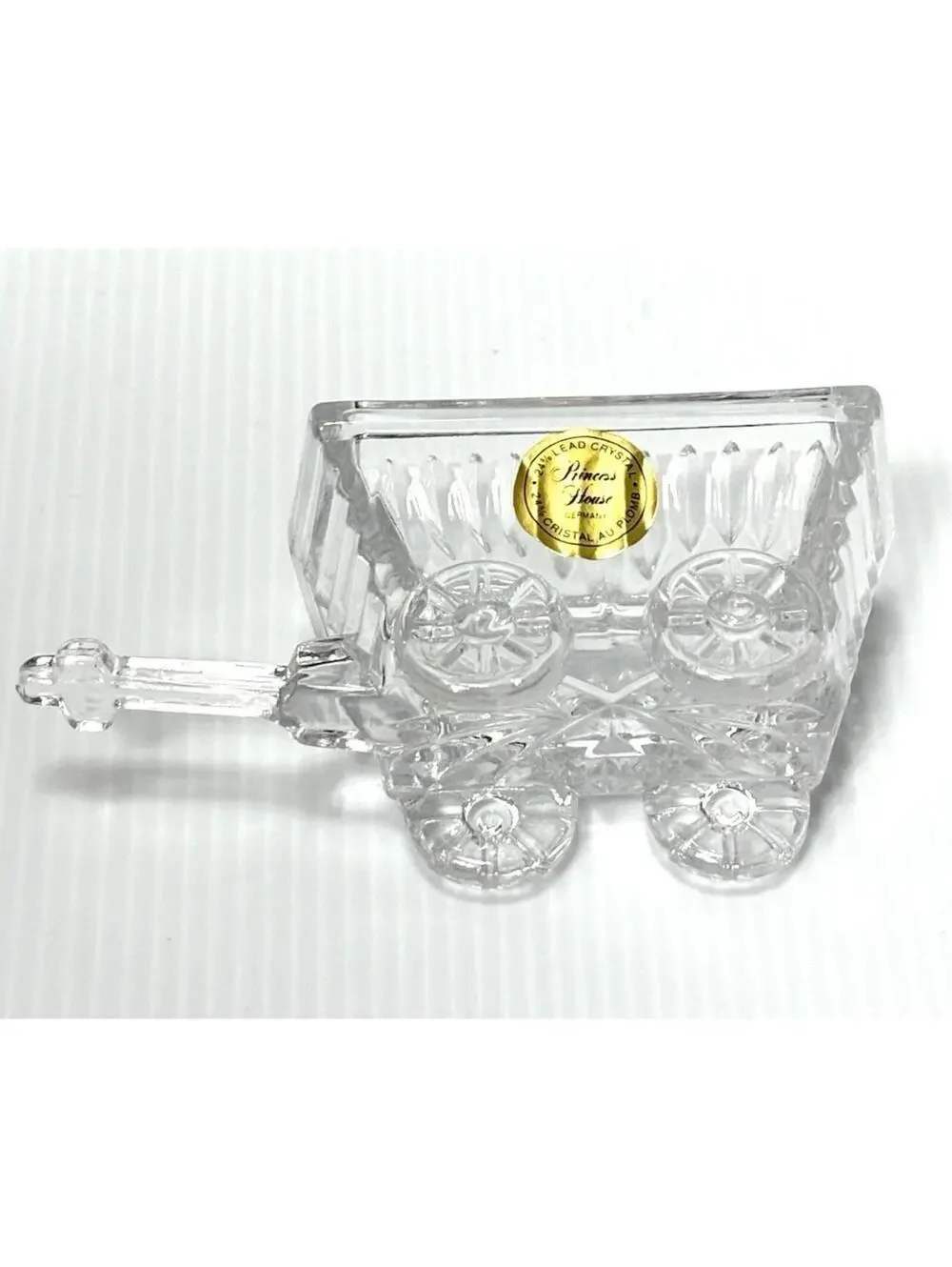 Princess House 24% Lead Crystal Cart Wagon Figurine Candy Dish Germany